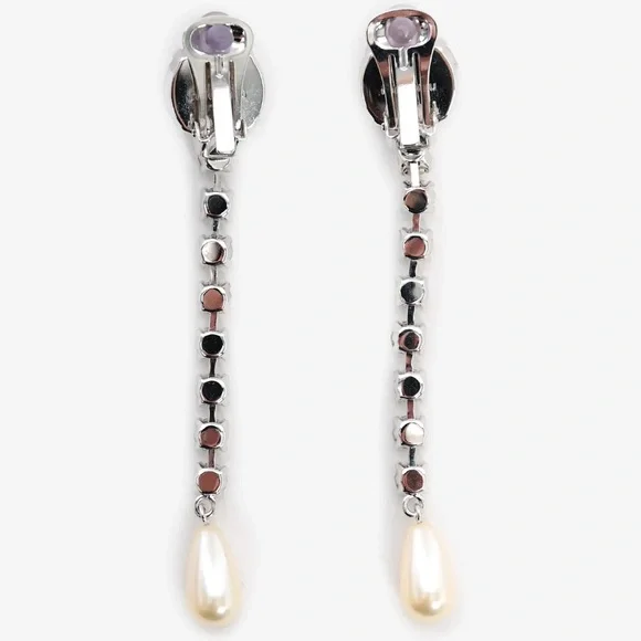 Miu Miu Faux Pearl & Crystal Classic Clip-On Drop Earrings
